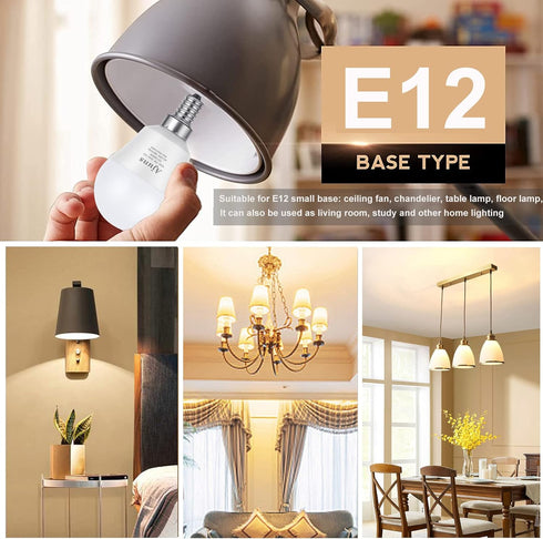 LED Ceiling Fan Light Bulbs 40W Equivalent 120V LED Candle Holder Bulb, 5W 2700K Warm White Used for Chandeliers, Ceiling Fan Lights, Wall Chandel...