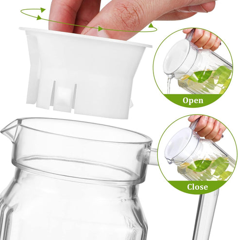 SEWACC 2 Pcs pot cold water bottle beverage kettle 21oz/600mL glass pitcher with lid covered pitchers iced tea pitcher fridge jug water jar clear ...
