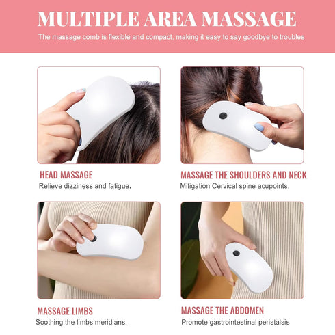 BS-MALL Scalp Massage Comb Electric Massage Brush Portable Hair Comb White Home Spa for Head White...