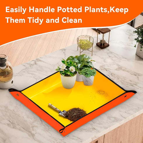 Plant Repotting Mat,Square Succulent Gardening Mat Waterproof Transplanting Mat for Indoor, Thickened Foldable Soil Change Mat and Potting Soil Me...
