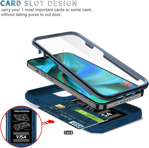 Case for iPhone 13 PRO MAX, Camera Cover Phone Case with Rotation Ring Stand for Apple iPhone 13 PRO MAX - Blue...
