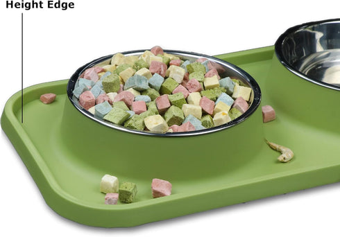 Cat Bowls for Food and Water,Premium Removable Stainless Steel Double Bowls with Non-slip Bottom,Elevated Stand for Pet and Small Dog,Non-Spill Ca...