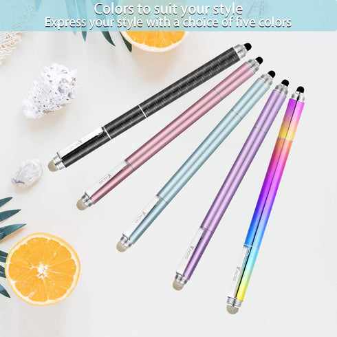 Capacitive Stylus Pen, 4-in-1 High Sensitivity and Precision Touch Screen Stylus Clear Disc Tip,Black Rubber Tip &Mesh Fiber Tip Compatible with U...