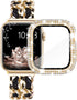 FULLIFE Compatible with Apple Watch Bands for Women 38mm 40mm 41mm 42mm 44mm 45mm with Screen Protector, Jewelry Bracelet Metal Strap with Bling C...