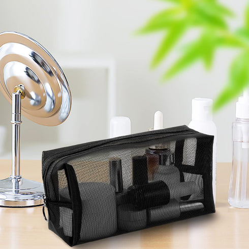 Mesh pouch,Mesh Cosmetic Bag Portable Makeup Pouch Travel Toiletry Bag for Makeup Organizer Home Office Travel Accessories,6 Pieces Mesh Makeup Ba...