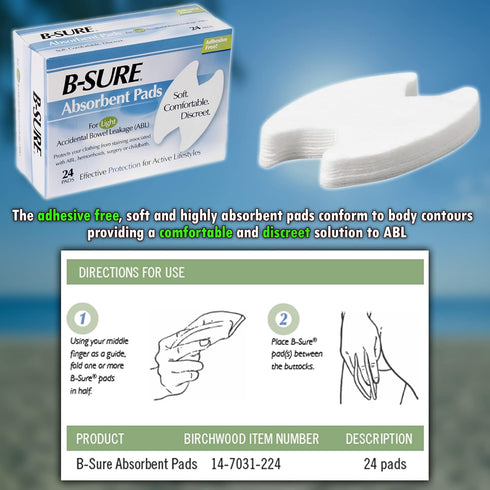 B-Sure Incontinence Liner, Light Absorbency One Size Fits Most Unisex Disposable, 14-7031-224 - Box of 24...