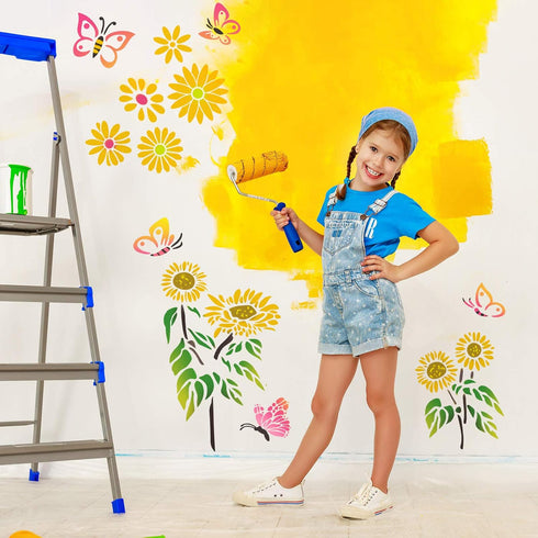 8 Pieces Sunflower Butterflies Painting Stencils for Painting on Wood Flower Butterfly Stencil Kit for Painting on Wall Canvas You are My Sunshine...
