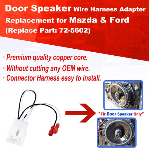 72-5602 Car Replacement Door Speaker Wiring Harness Plug Connector for 2011-2021 Ford F-150 Fusion Escape Focus Bronco Mustang Mondeo MK4 Mazda 2 ...