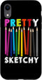 iPhone XR Pretty Sketchy Fun Art Lover Colored Pencils Artists Gift Case...