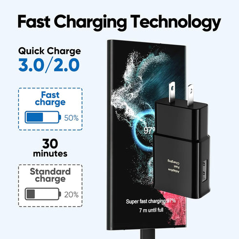 Type C Charger Fast Charging, Android Phone Charger with 8FT USB Type C Cable for Samsung Galaxy S23/S23 Ultra/S22/S21/S20/S20+/S10/S10+/S10e/S9/S...