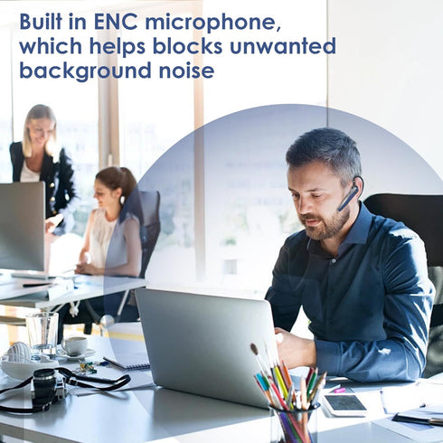 Bluetooth Headset with Microphone, Wireless Earpiece with Charging Case for Cellphones, PC, Single Ear Headset with Mute for Trucker Driver, Remot...