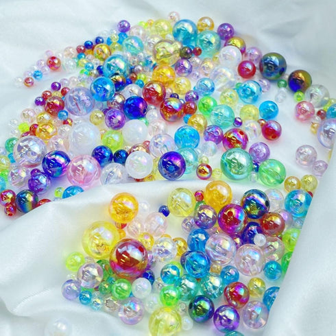 300 PCS 8mm Acrylic Round Beads Clear AB Colors Bubble Spacer Beads Loose Craft Beads for DIY Jewelry Making Bracelet Necklace Earring Ornament Wi...