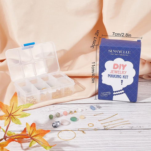 SUNNYCLUE 1 Box DIY Make 10 Pairs Stone Beads Earring Making Kit Including Stone Beads Glass Pearl Bead Bar Links Brass Linking Rings Jewelry Find...