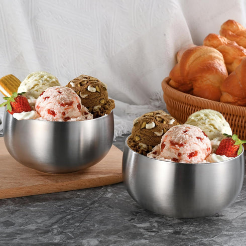 2pcs Double-wall Vacuum Insulated Stainless Steel316# Bowl, Anti-shatterproof Soup Bowl,Appetizer Snack Bowl,Ice Cream Bowl,Lightweight Salad Bowl...