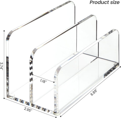 Acrylic File Holder, 2 Sections Mail Organizer Countertop, Desk Organizer Mail Holder Letter File Folder Sorter, Clear File Organizer for Desk, Do...