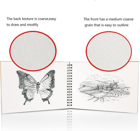 JOYISEN 2PCS Sketch Pad A5 160GSM Spiral Bound Sketchbooks for Drawing Kraft Cover 60 Pages/30 Sheets Watercolour Sketch Book for Adults Children ...