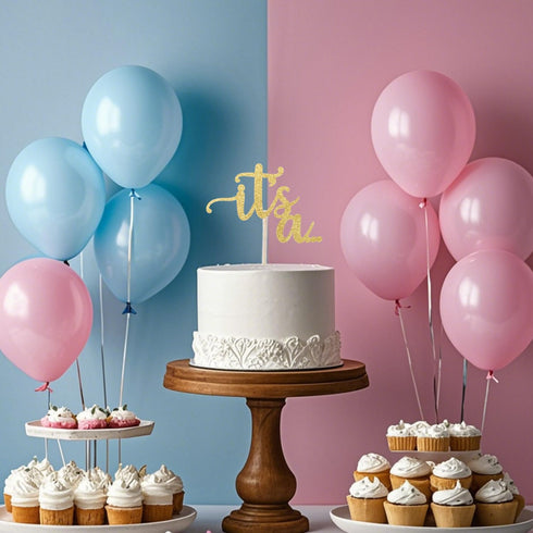 ALISSAR Glitter Double Sided Gold Gender Reveal Cake Topper, It's a Cake Topper for Boy or Girl Baby Reveal Party Decorations(Double Sided Gold)...