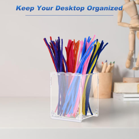 Acrylic Pipe Cleaners Storage & Organizer, Pipe Cleaners Holder with Separation, Fit for Pipe Cleaners Art and Craft Supplies, with Installation T...