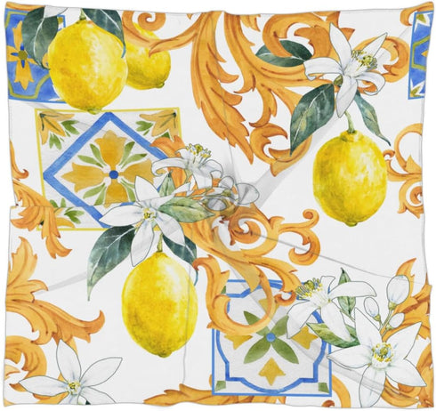 Lemon Flower Pattern Square Silk Scarf, Summer Head Scarf, Hair Scarf for Women Soft Smoothness for Travel Yoga Handkerchief Shawl Sunscreen Gift ...