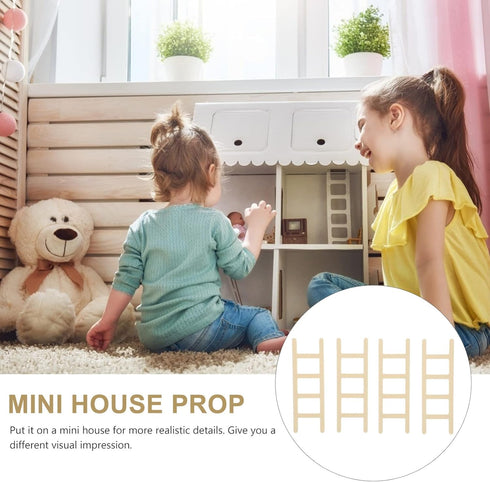 Toyvian Mini Wooden Step Ladder, Mini Wood Doll House Ladder, 1: 12 Miniature Ladder, DIY Craft Accessory, for Doll House Accessories, Fairy Furni...