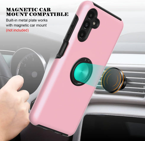 for Samsung Galaxy A13 5G Phone Case with Soft TPU Screen Protector, Ring Holder Kickstand Dual Layer Protective Slim Hard Shockproof Stand Non-Sl...