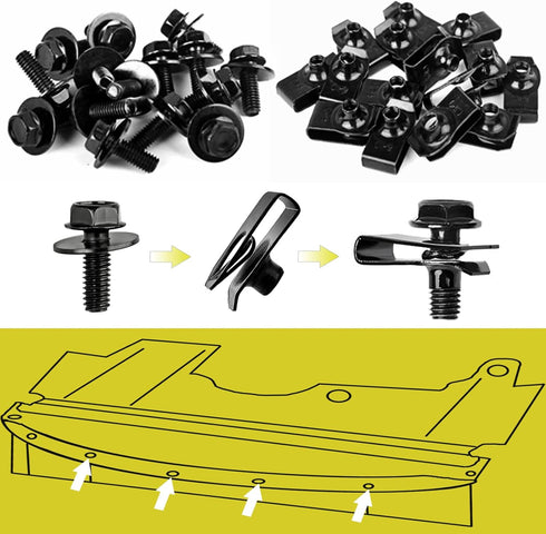 Xislet 45PCS Universal Style Engine Under Cover Splash Shield Guard Body Bolts Bumper Fender Liner Push Retainer Fastener Rivet Clips Compatible w...
