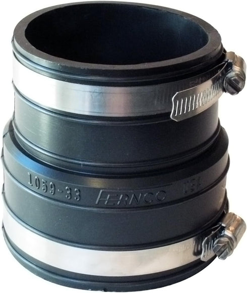 Fernco P1059-33 Flexible PVC Coupling For 3" Plastic Socket to Pipe Plumbing Connections...