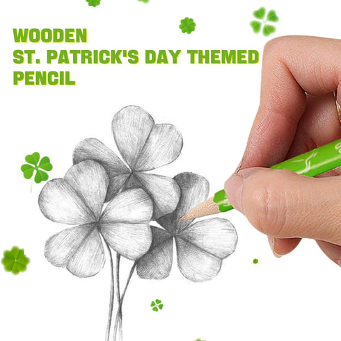 48 Pack St. Patrick's Day Themed Pencils, 12 Styles Green Shamrock and Leprechaun Design, Perfect for Party Favors, Classroom Rewards, and Irish F...