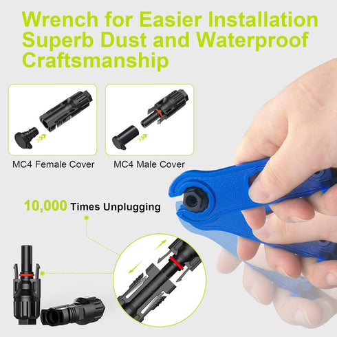 10 Pairs Solar Connector (10AWG), 20Pcs Solar Panel Cable Connectors Adapter Male/Female IP68 1000V 30A 10AWG 12AWG 14AWG Waterproof Dustproof Con...