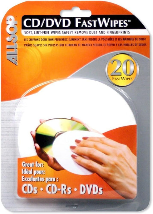 Allsop CD and DVD FastWipes, lint-free wipes for cleaning DVD, CD, PS1, PS2, XBOX & XBOX 360 Discs...