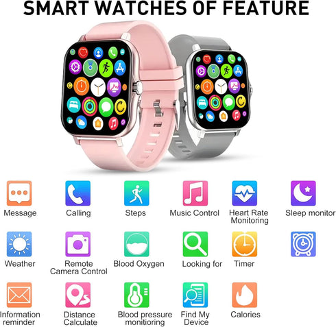 Smart Watch, 1.81" Upgraded Full Touchscreen Smart Watch for Android iPhones with Heart Rate Blood Pressure Monitor, Multiple Sports Fitness Track...
