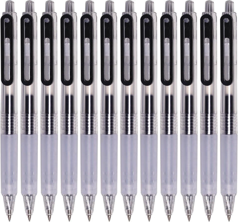Ultra Fine Gel Pens,12 Pack Black Ink Gel Pens 0.38mm Line-Size,Smooth Writing Pens for Pens for Students, Teachers, Financial Officers, Doctors, ...