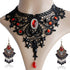 Choker Necklace Earrings Set for Halloween Punk Steampunk Costume Party Women Gothic Black Lace Necklace Vintage Lolita Victorian Halloween Choker...