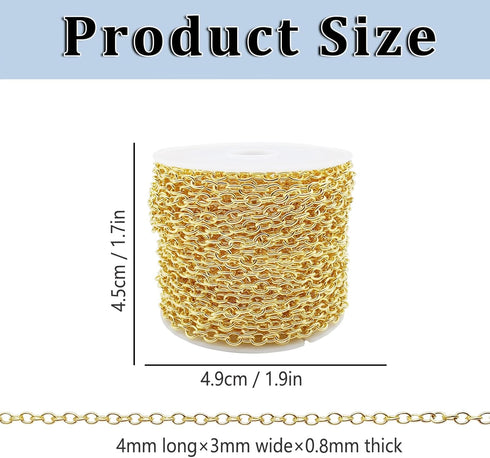 60 Feet Metal Iron Necklace Chains 3mm Bulk Curb Link Chain for Jewelry Making DIY Craft Supplies (Silver and Gold)...