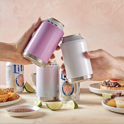 Maars Standard Can Cooler for Beer & Soda | Stainless Steel 12oz Beverage Sleeve, Double Wall Vacuum Insulated Drink Holder - Gloss White...
