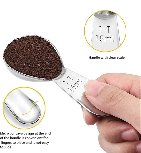 coffee scoop 3-piece set Stainless steel tablespoon measure spoon, Coffee scoop 1 tablespoon(15 ml, silver) Suitable for ground coffee, Milk, Powd...
