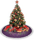 FREEHOTU Mardi Gras Purple Gold Fleur De Lis Christmas Tree Skirt Gorgeous Edge Tassel Lace for 48" Xmas Ornaments Decoration...