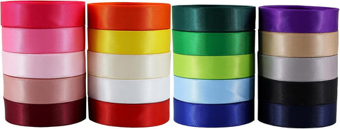 5/8 Inch Wide Solid Color Double Sided Polyester Satin Ribbon 20 Colors X 2 Yard Each Total 40 Yds Per Package...