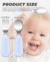 4 pcs Toddler Utensils, Stainless Steel Toddler Silverware Set with Round Handle, Baby Forks for Self Feeding, 2 Toddler Forks and 2 Toddler Spoon...