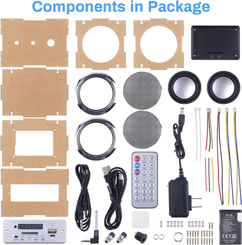 ICStation DIY Bluetooth-Compatible Speaker Kit, Soldering Practice Kit with Rechargeable Battery Mini Home Outdoor Stereo Sound Amplifier,USB, AUX...