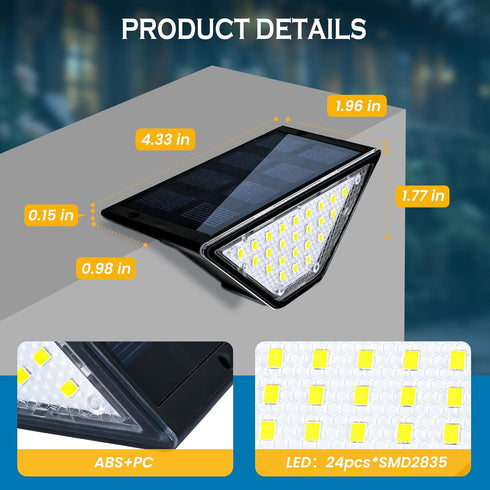 SOLPEX Solar Step Lights for Outside,Solar Lights Outdoor Waterproof Decor for Stair, Step, Deck, Fence, Front Porch, Balcony, Patio, Wall, Yard, ...