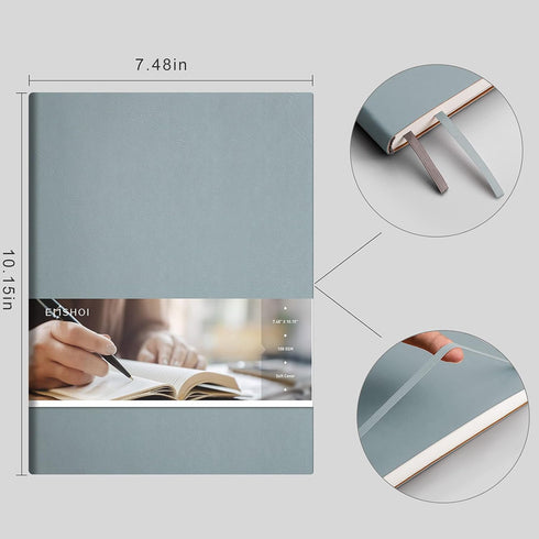 EMSHOI Notebook College Ruled - B5 Large Thick Notebook Leather Journal with Free Sticky Notes, 204 Numbered Pages,100gsm Thick Lined Paper, Softc...