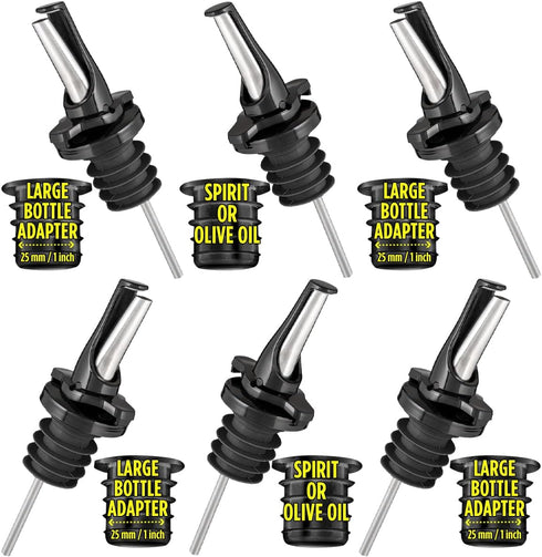 3-in-1 Liquor Pour spout with Built-in Fruit Fly Protection - Dishwasher Safe Hygienic Alcohol Speed Spouts - Also for Olive Oil, Juice, Syrup. Bl...