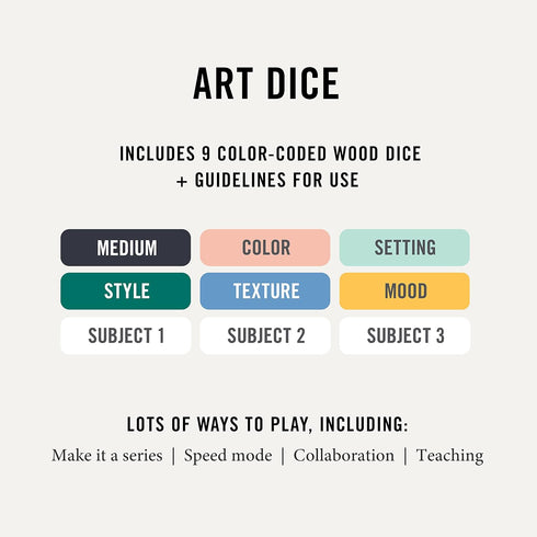 Two Tumbleweeds Art Dice - Drawing & Painting Game for Adults, Artists & Teachers - Set of 9 Dice for Creative Inspiration - Art Supplies for Stud...