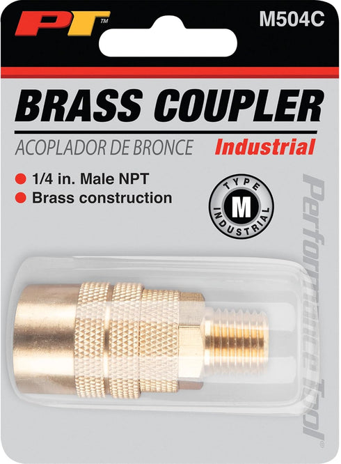 Performance Tool M504C Brass Construction 1/4-Inch Male NPT Air Hose Fitting Connector for High Performance Pneumatic Tools...