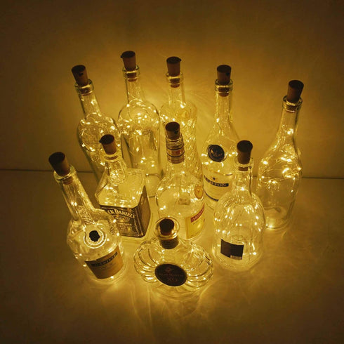 10 Pack 20 LED Wine Bottle Cork Lights Mini Fairy String Lights Copper Wire, Battery Operated Starry Lights for DIY, Festival, Wedding, Party, Ind...