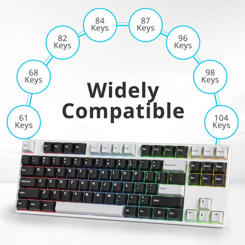 GTSP 168-keys PBT Keycaps Cherry Profile 75 Percent with 6U 7U Spacebar for US Layout Cherry MX Switch Mechanical Gaming Keyboard (WOB)...