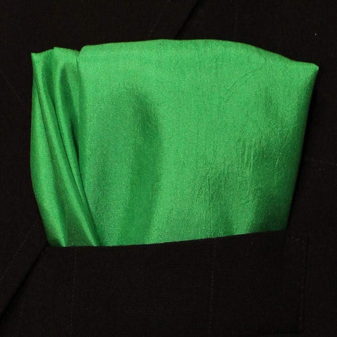 Fine Emerald Green 100% Silk Pocket Square Full-Sized 16"x16"...