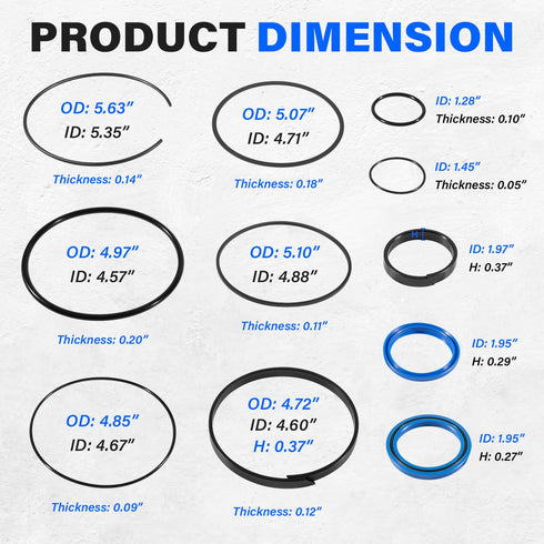 Replace for Hydraulic Log Splitter Cylinder Rebuild Seal Kit, Fit for 5.0" Bore x 2.0" Rod Cylinder...