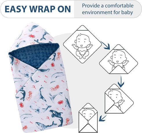 Car Seat Blankets for Babies Winter Car Seat Covers 100% Cotton Minky Baby Swaddle Blanket with Hat for Newborn Stroller Seat Liners, Baby Carrier...